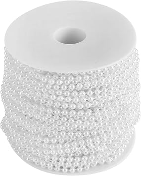 AUNMAS 40 m / Roll Bead Curtain 4 mm Diameter Artificial Pearl DIY Ornaments Bead Curtain for Wedding Festival Party Decoration (White)