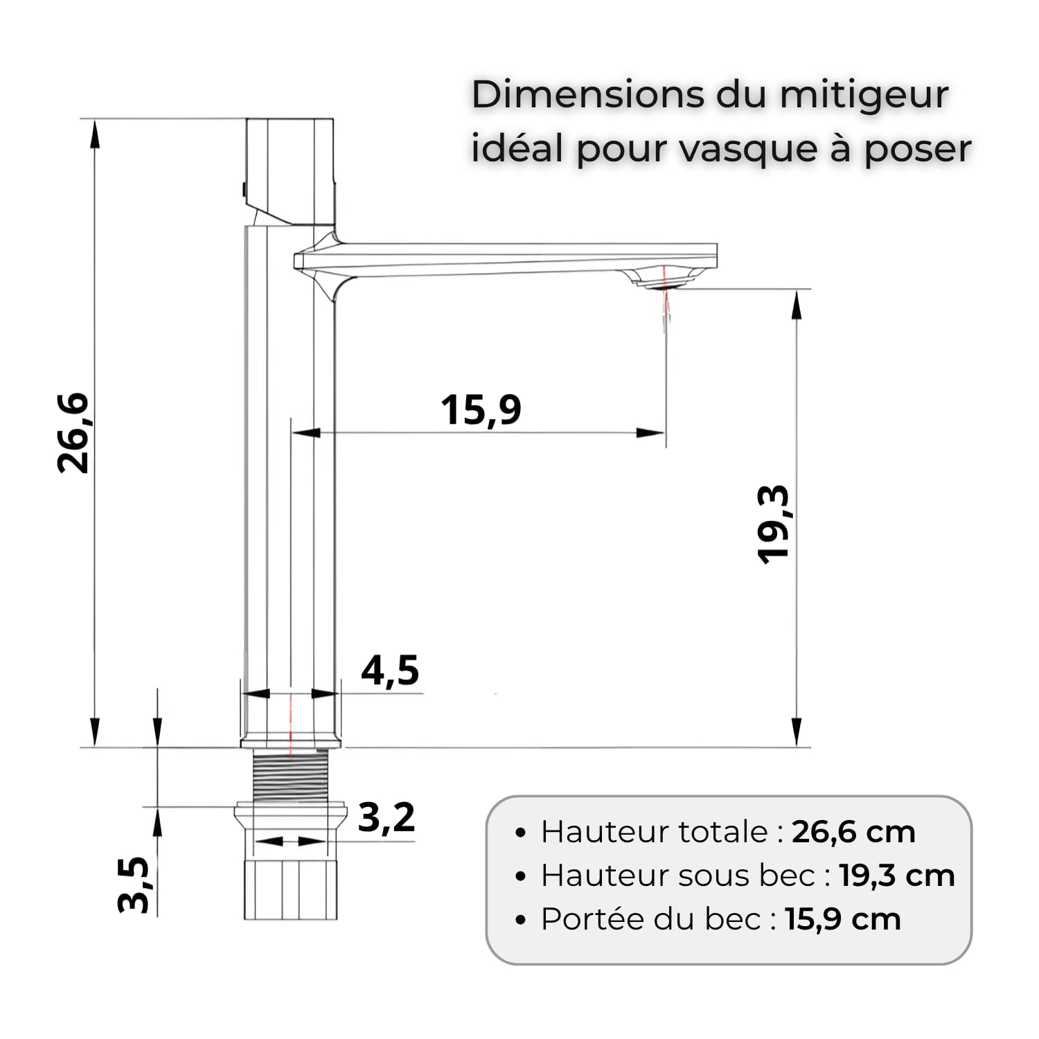 FARON Mitigeur Vasque Haut pour Vasque à Poser, Robinet Lavabo Salle de Bain en Laiton Massif, Cartouche Céramique, Finition PVD Doré Brossé, Monocommande, Flexibles 60 cm Inclus