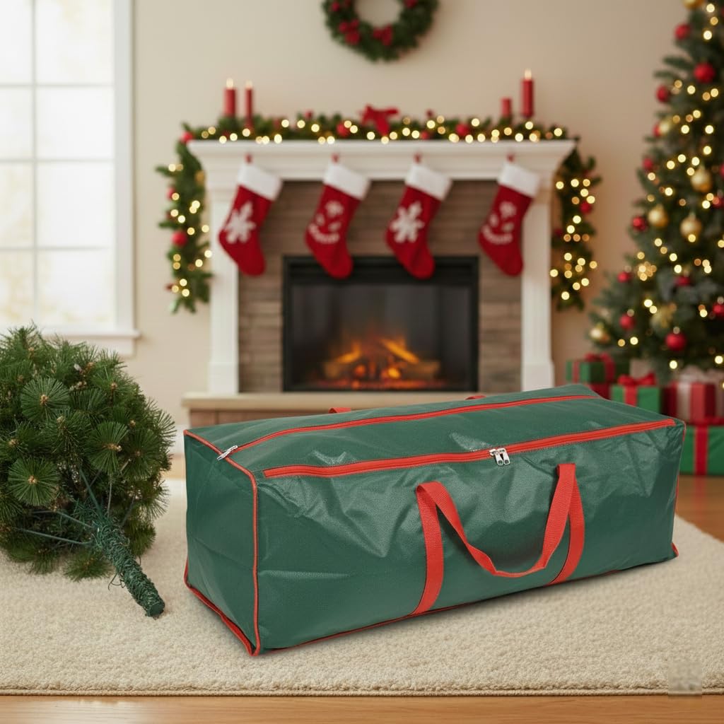 Supergift.com Green Large Premium Christmas Tree Storage Bag, Fits Up To 9Ft Tall Tree, Zip And Heavy Duty Ideal For Most Xmas Trees
