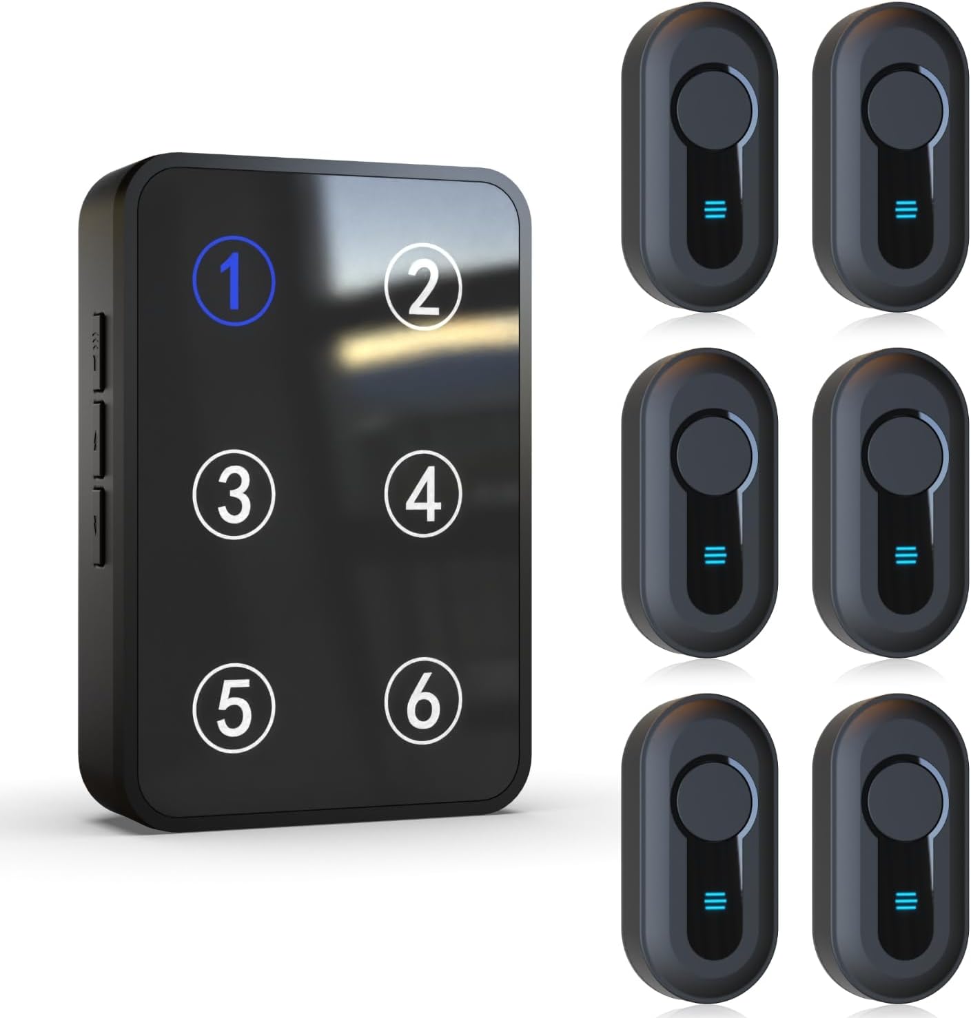 Wireless Caregiver Pager Call Button Nurse Call System 500Ft Range with LED Number Display for Elderly/Patient/Disabled at Home/Hospital/Clinic(6 Waterproof Call Button & 1 Receiver)