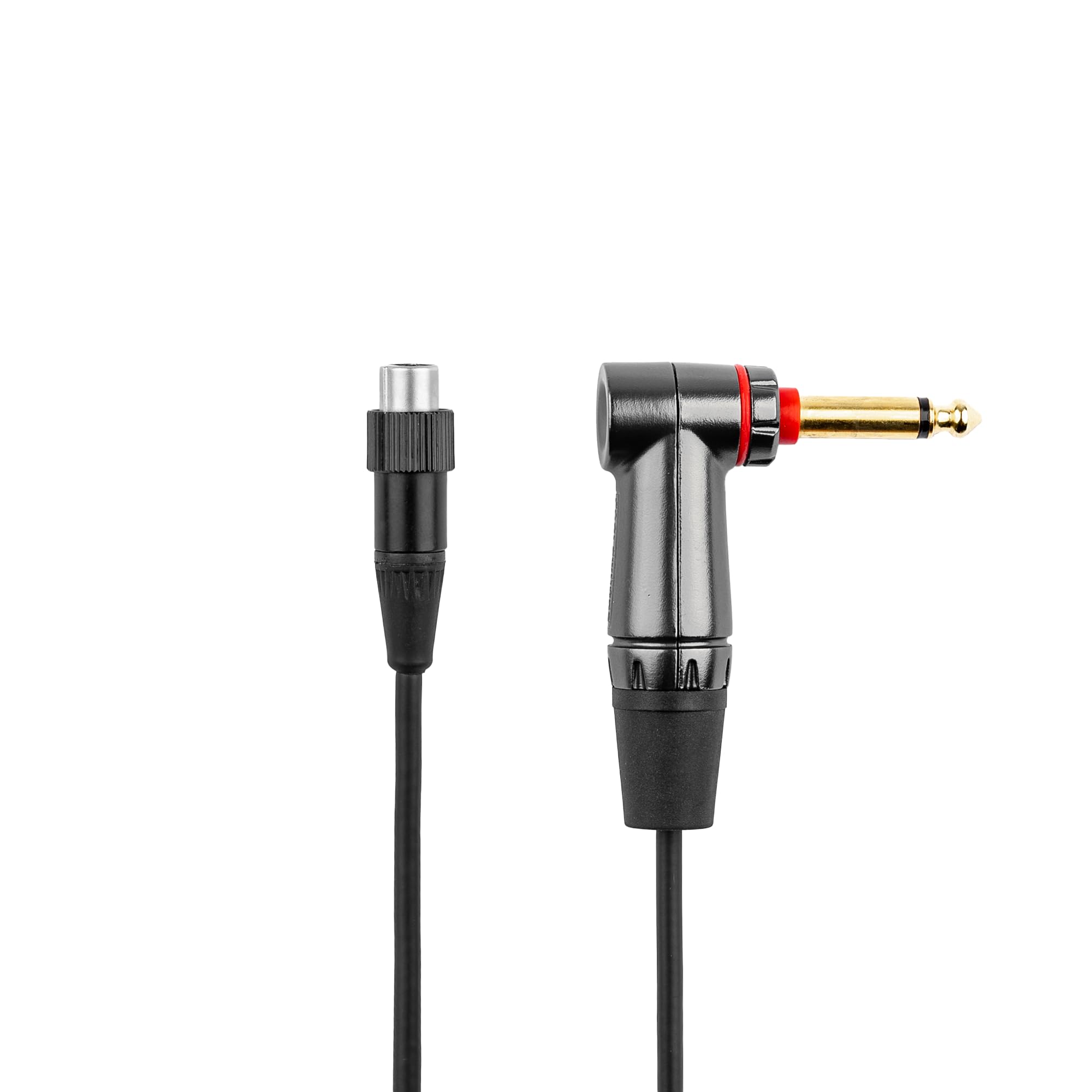 Cableworks by Gator Cases Headliner Series - Cable de instrumento de 3 pies en ángulo recto de 1/4 pulgadas con interruptor silencioso a TA4F para transmisor inalámbrico de mochila, (GCWH-TA4F-3RAQT)