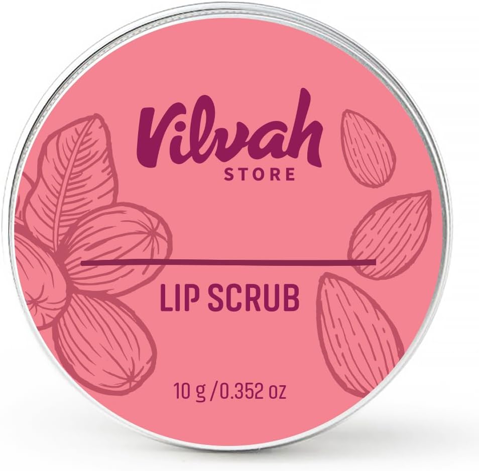 Vilvah Natural Lip Scrub 20 g – Organic Sugar Exfoliant with Lemon Extract & Shea Butter – Gently Brightens, Heals Chapped Lips & Fades Pigmentation