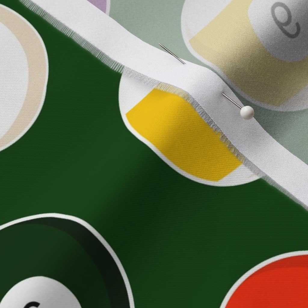 Spoonflower Fabric - Pool Balls Billiards Game Sports Printed on Organic Cotton Sateen Fabric by The Yard - Sewing Quilting Apparel Home Decor