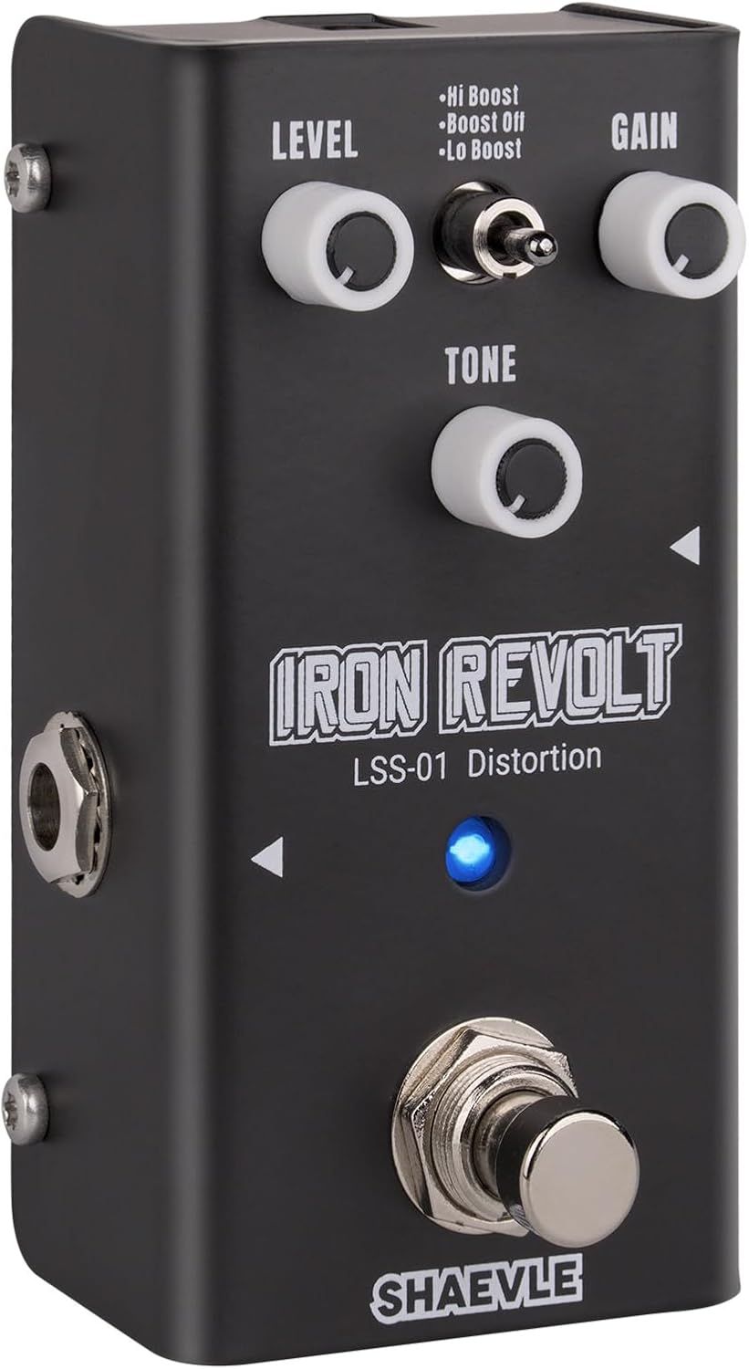 Distortion Guitar Pedal - Full-Analog Circuit with 3 Distortion Tones, True Bypass, Compact Size for Guitarists IRON REVOLT(Distortion)