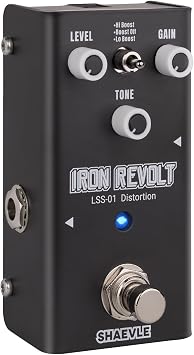 Distortion Guitar Pedal - Full-Analog Circuit with 3 Distortion Tones, True Bypass, Compact Size for Guitarists IRON REVOLTDistortion
