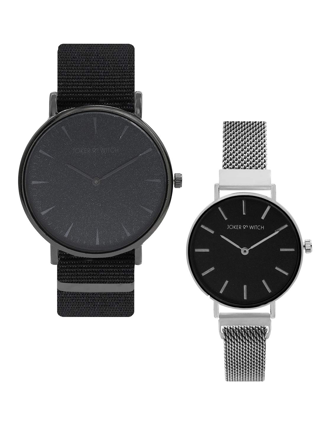 Joker & Witch Stainless Steel Mike & Tina Couple Analog Watch Gift Set For Men And Women, Black Dial, Silver Band (B08WXCSR28) Amazon Price History, Amazon Price Tracker