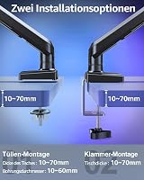 ELIVED EV6012B Dual Monitor Tartó 13-32 Colos Képernyőhöz, Gázrugós Monitor Kar Forgatható 7