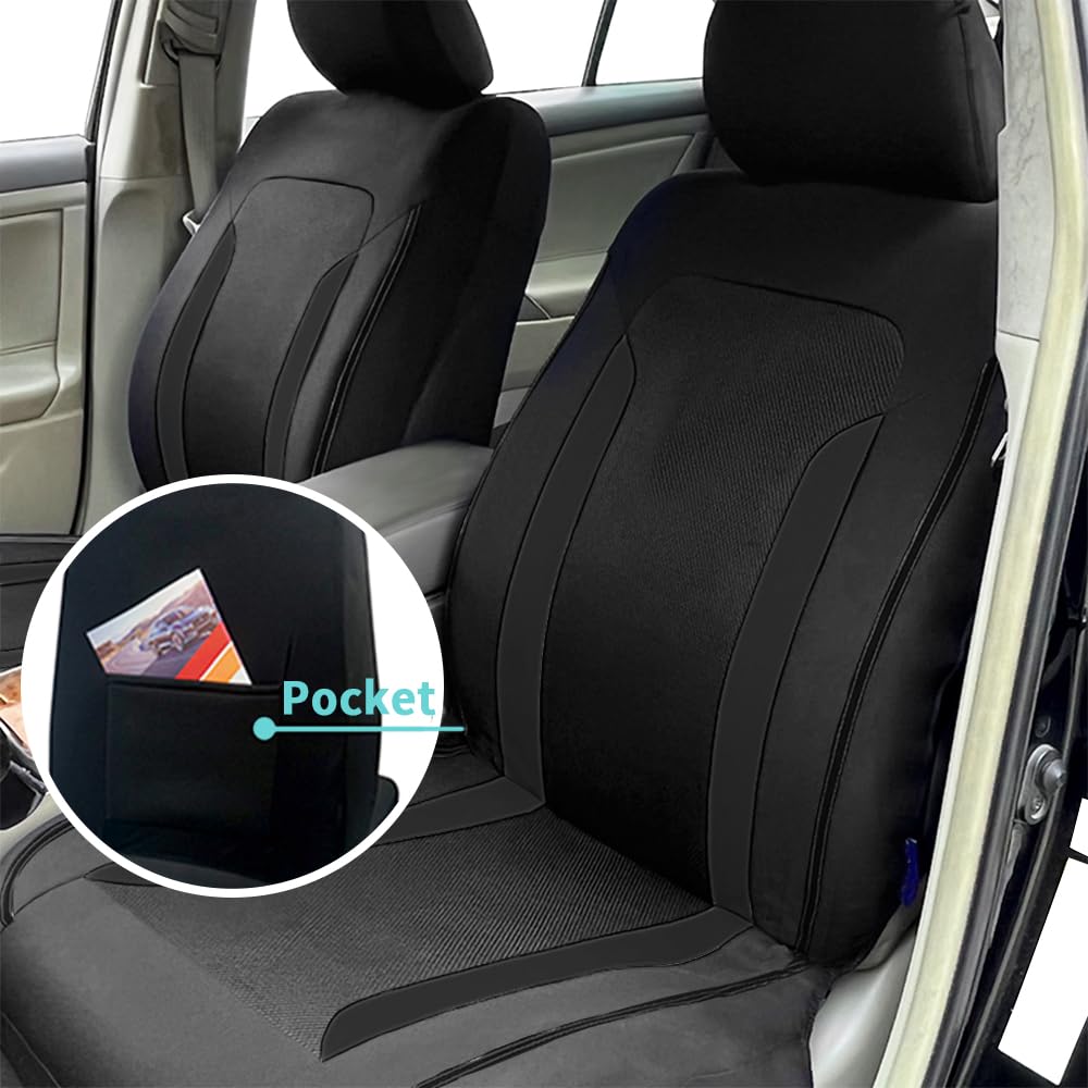 4PCS Cooling Car Seat Covers,Breathable Front Seat Covers with Mesh Construction and Foam Padding,Car Seat Protector to Reduce Back Sweating,Universal Car Interior for Car SUV (Black)