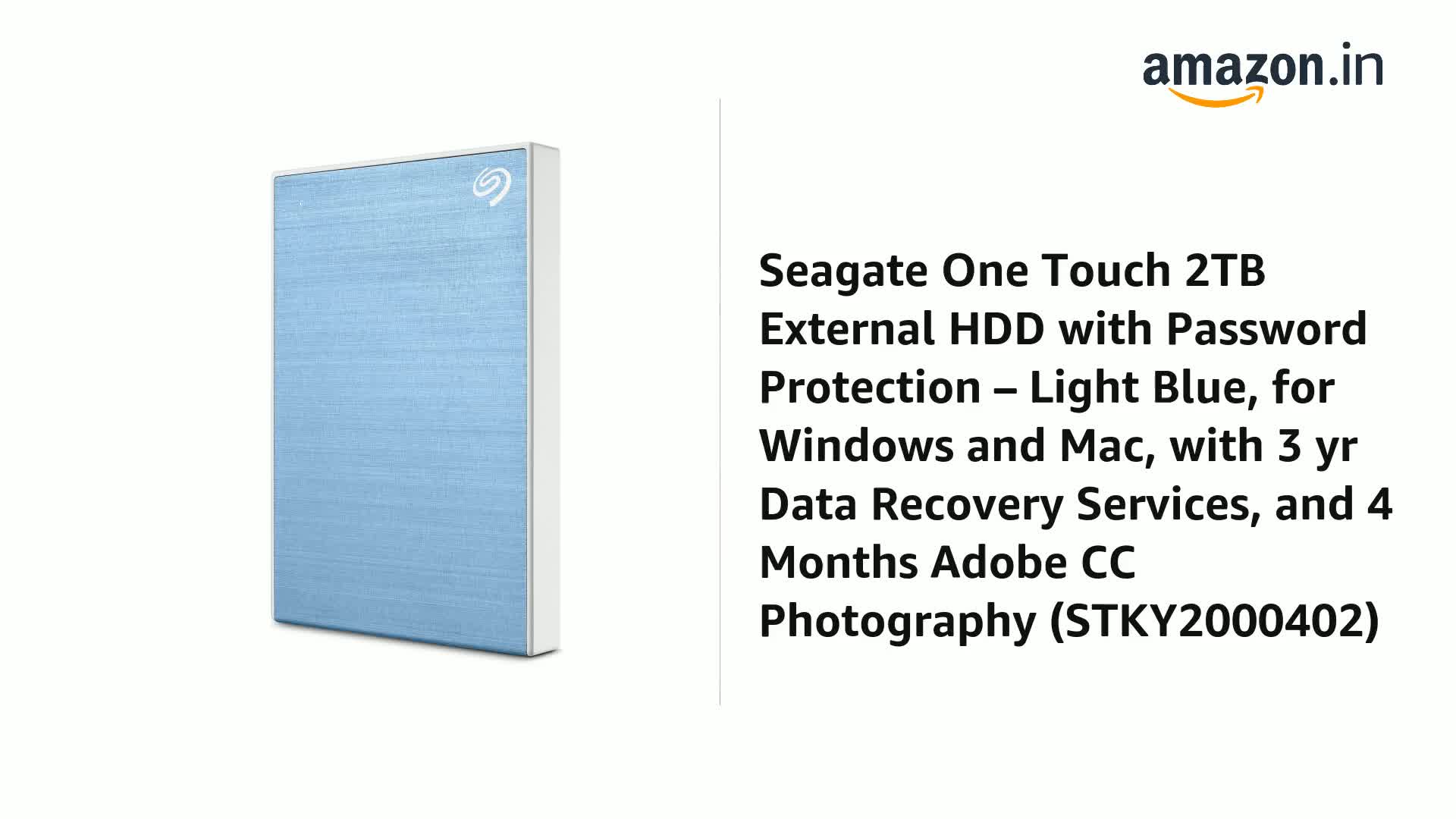Seagate One Touch 2TB External HDD with Password Protection