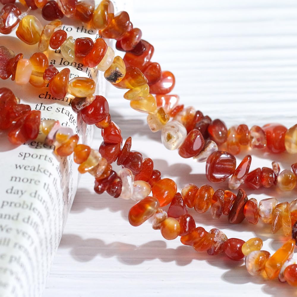 260pcs Natural Red Agate Crystal Beads Chips 5mm to 8mm Irregular Gemstone Beads with Holes DIY for Bracelet Necklace Earrings Jewellery Making Craft 32 inch - Image 3