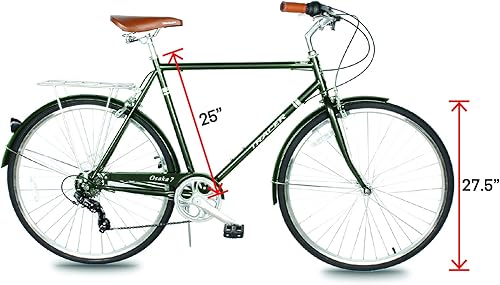 Vista 129 de Tracer Osaka - Bicicletas híbridas, marco de acero, Shimano Nexus Inter 3/7 velocidades, agarre marrón asiento marrón, bicicleta de carretera