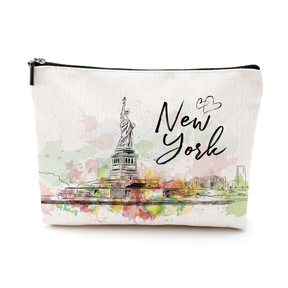 New York Travel Gift Cosmetic Bag New York Lovers Gift New York Souvenir Watercolor Makeup Bag Girls Trip Gifts Favors New York City Themed Gifts for