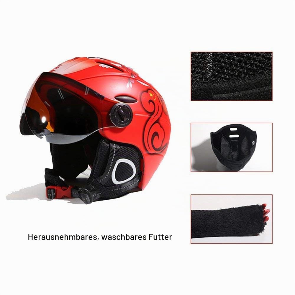 2-in-1-Visier Ski Snowboardhelm Abnehmbare Schneemaske Anti-Fog Anti-UV-Schutzbrille Integriertes Schutzschild Geringes Gewicht Erwachsene Männer/Frauen 5 Farben Optional (M/L/XL)