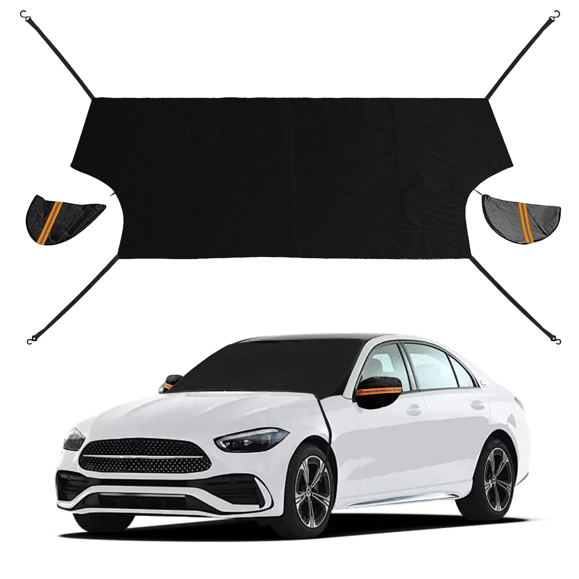 Windshield Cover for Cars, Trucks, Vans - 86x50 Inch Waterproof All Weather Winter Snow Frost Ice Sun Shade Cover with Side Mirror Covers, Automotive Exterior Accessories