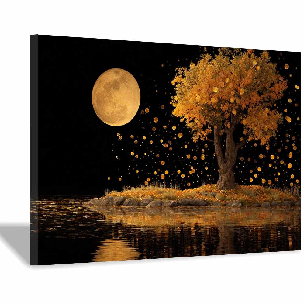 XENIOU Landscape Wall Art Pastel Blooms Tree canvas painting wall art, Living Room Bedroom Hallway Stairs Decoration.(Multicolor)-70x100cm Framed