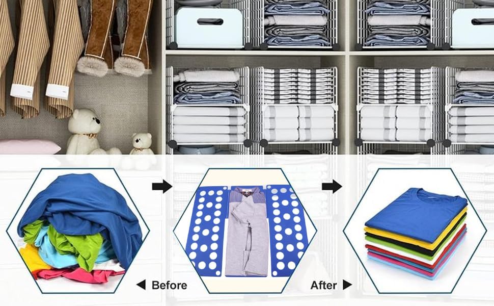 Miniatura 5 de YOUTHINK Carpetas de ropa, armario de ropa, camisa plegable, pantalones plegables, tallas para adultos, niños (azul)