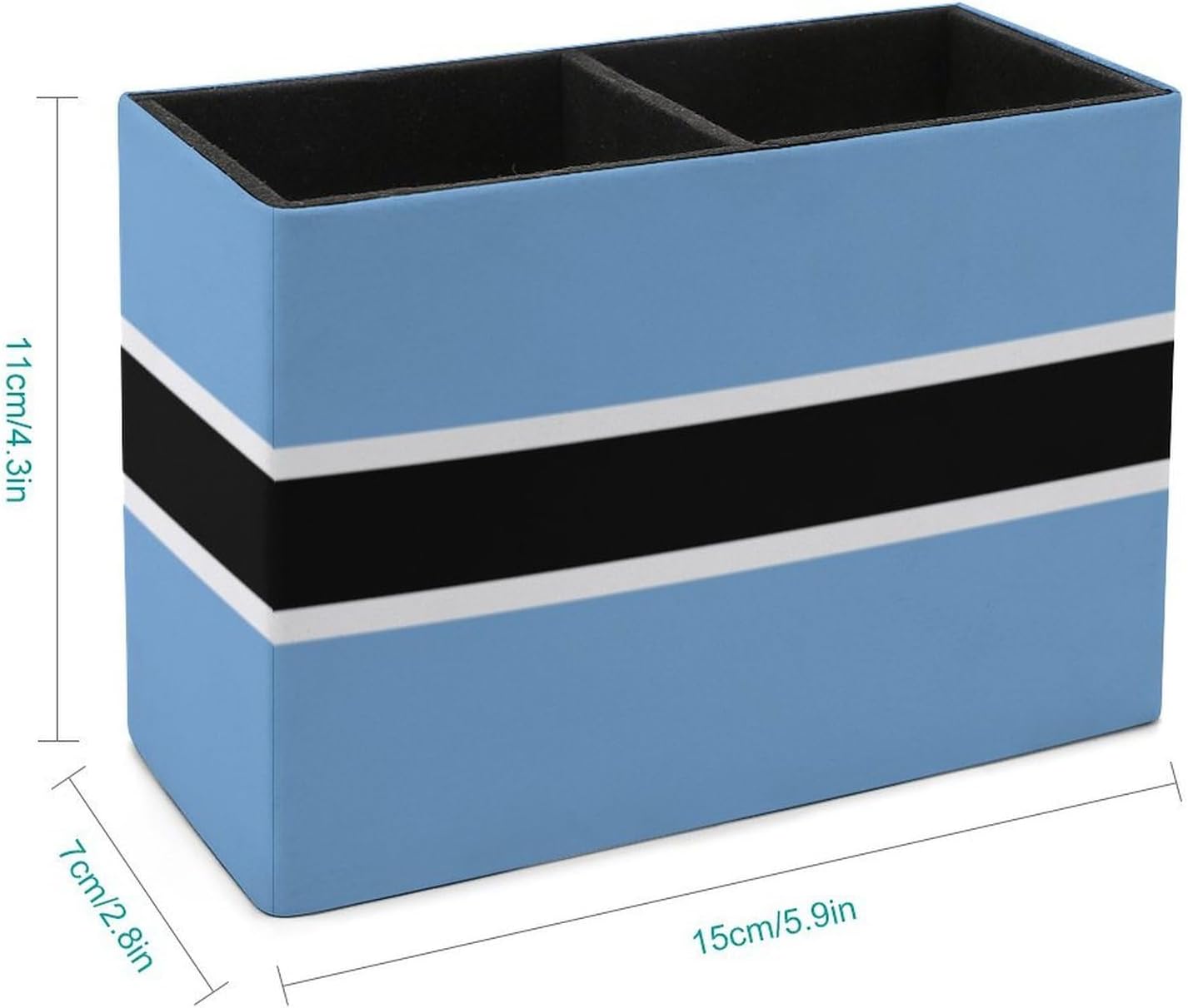 Botswana Flag Pencil Pen Holder PU Leather Desk Storage Organizer Makeup Brush Box