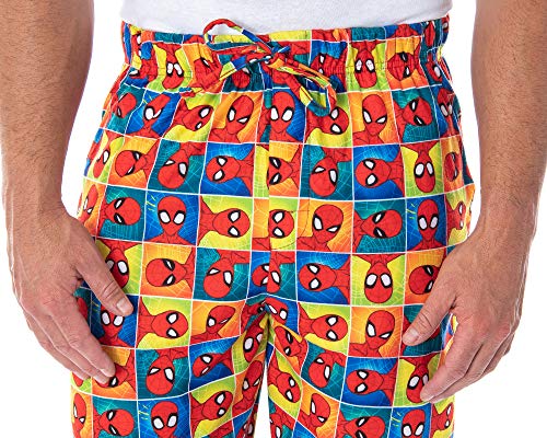 Marvel Men's Ultimate Spiderman Portrait Grid Print Adult Sleep Lounge Pajama Pants2