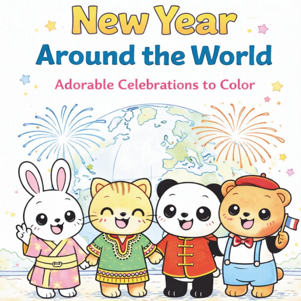 New Year Around the World;: Adorable Celebrations to Color