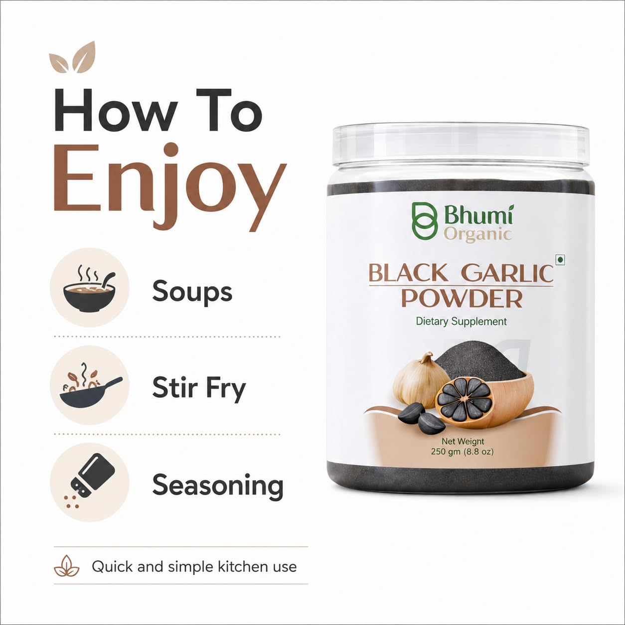 Bhumi Organic Fresh Black Garlic Powder 250 GM — Amazon image 9