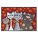 Produktbild Salonloewe Fußmatte waschbar Katzenfamilie 50x75 cm HausTür-Eingangs-Matte lustig rot-bunt Tiere Fussabtreter