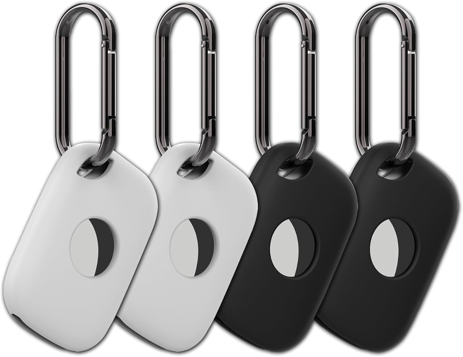 4 Pack Holder Case Compatible with Tile Pro 2024 Tracker, Anti-Scratch Finder Accessories Cover for Tile Life360 Pro, Silicone Keychain(Black White Red Blue)
