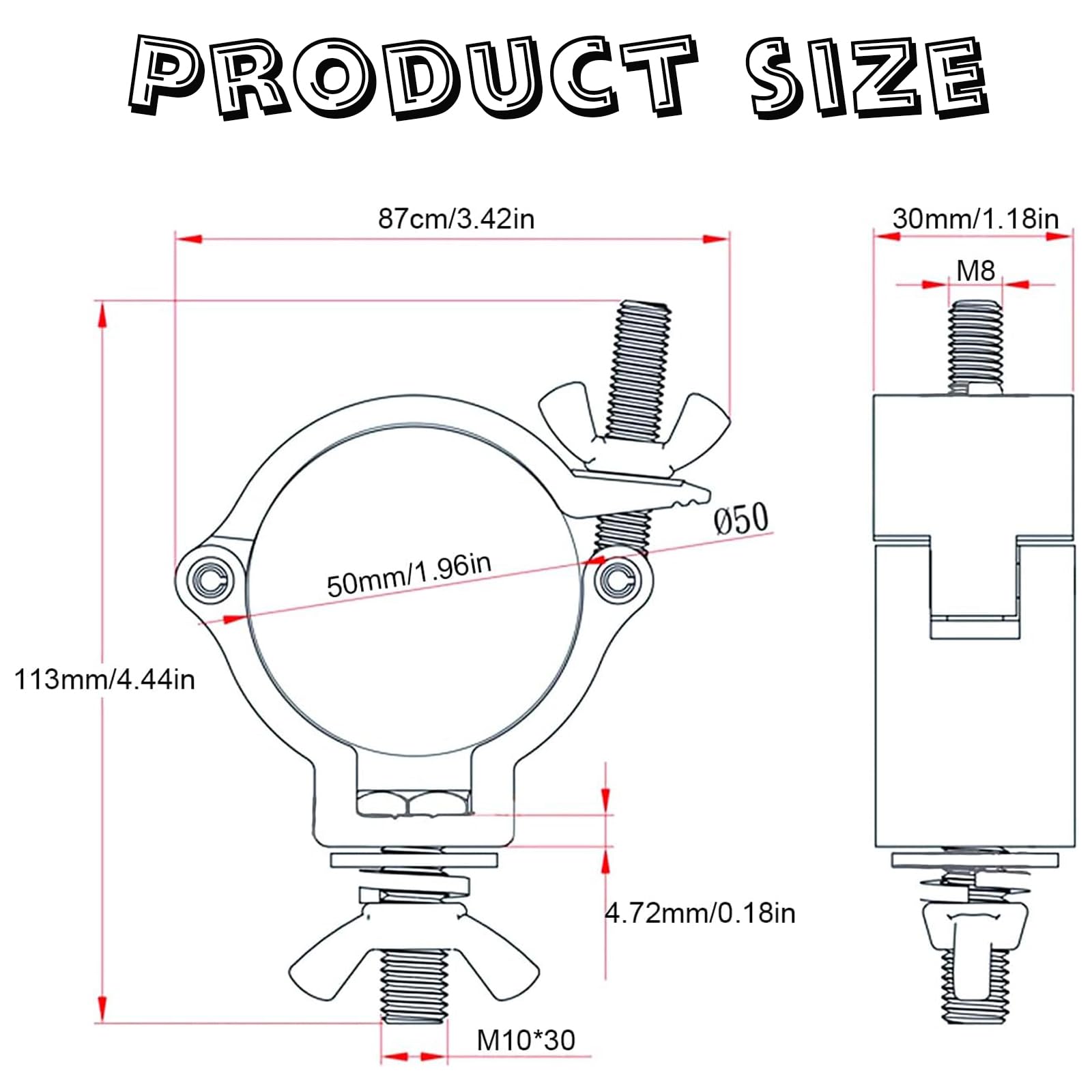 Truss Clamp 48-51mm,YouXiaor 12PCS Morsetto per Traliccio Luci Ganci Tralicci Luci Palcoscenico Lega di Alluminio Metà Conica Resistente Luce di Scena Morsetti Gancio Truss Morsetto di Fissaggio