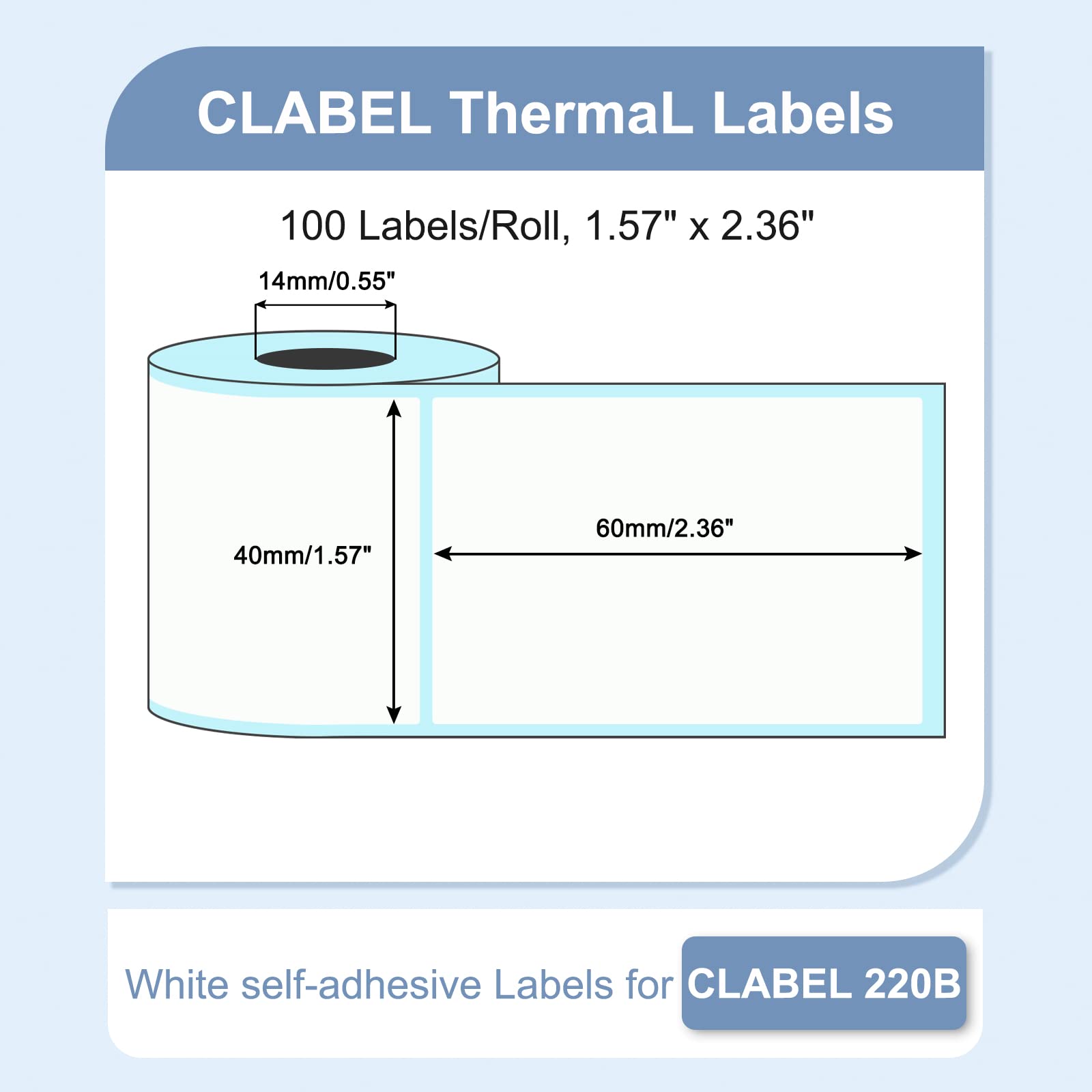 6 Rollos De Etiquetas Térmicas 40x30 Mm - Para Impresoras CLABEL 220B, 221B, 230B