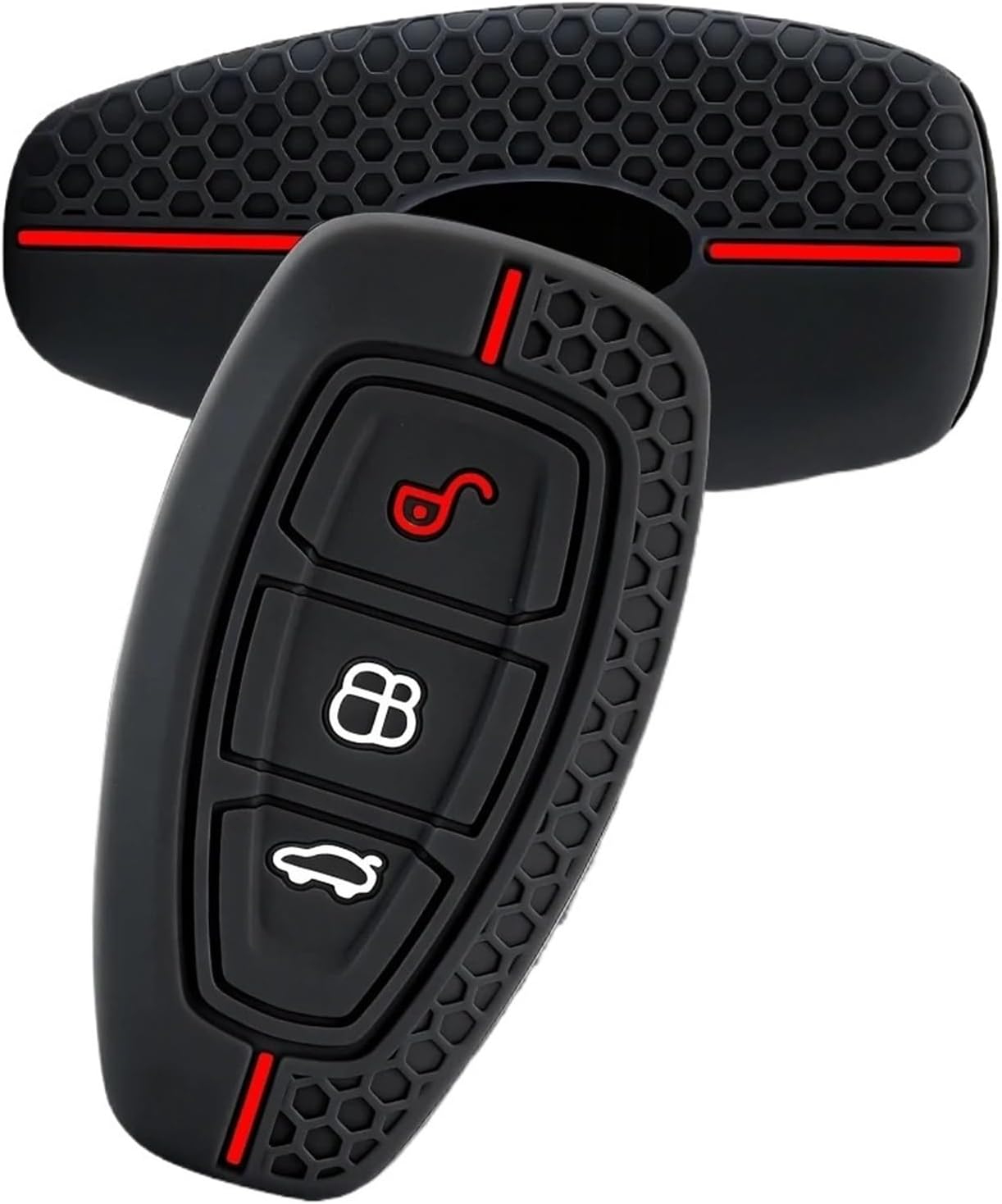 Car Key Pack Compatible for Ford ST Line Fiesta Focus Mondeo Ecosport Kuga Edge Escape Metallic Silicone Car Key Fob Case Accessories