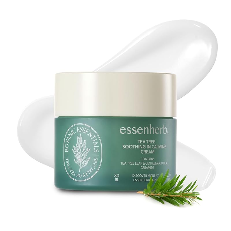 ESSENHERB Creme facial com árvore-do-chá, Cica, Madecassoside e Pantenol, 80 mL