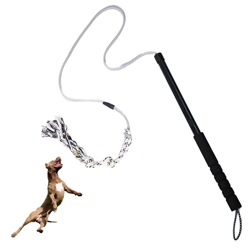 Brinquedo Flirt Pole para Cães TwinkleTool com Vara Interativa Resistente, Preto
