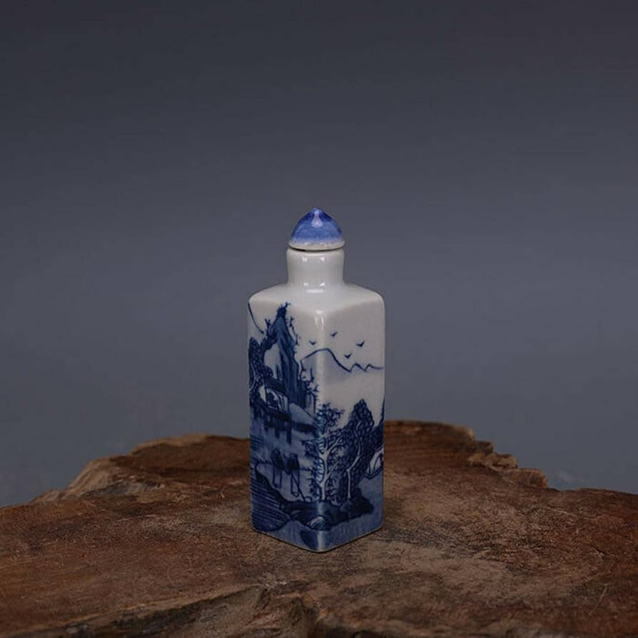 焼物 陶器 青磁 中国 鼻煙壺 Amazon|SHIYONG中国の青と白の磁器清山デザインスクエア鼻煙壷