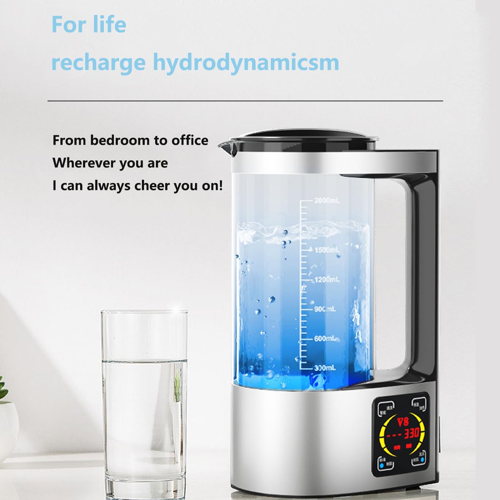 PAHION Generatore di Acqua Idrogeno Bollitore Ricco di Idrogeno Macchina dello Ionizzatore dell'Acqua Dell'idrogeno Grande capacità 2L Display Intelligente A LED Contenuto di Idrogeno Fino A 1800 PPB