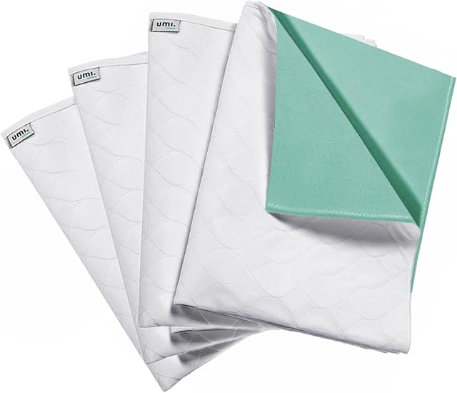 Amazon Brand - Umi Washable Bed Protector with - Reusable Incontinence Bed Pads for disabled, Mint Green - Pack of 4-70x90cm