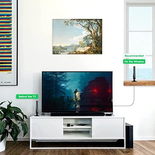 ANTIER Amplified Digital TV Antenna 450 Miles Range HDTV - Support 4K 8K 1080p Fire tv Stick and All Older TV\'s - Smart Switch Amplifier Indoor Signal Booster - 9ft Coax Cable