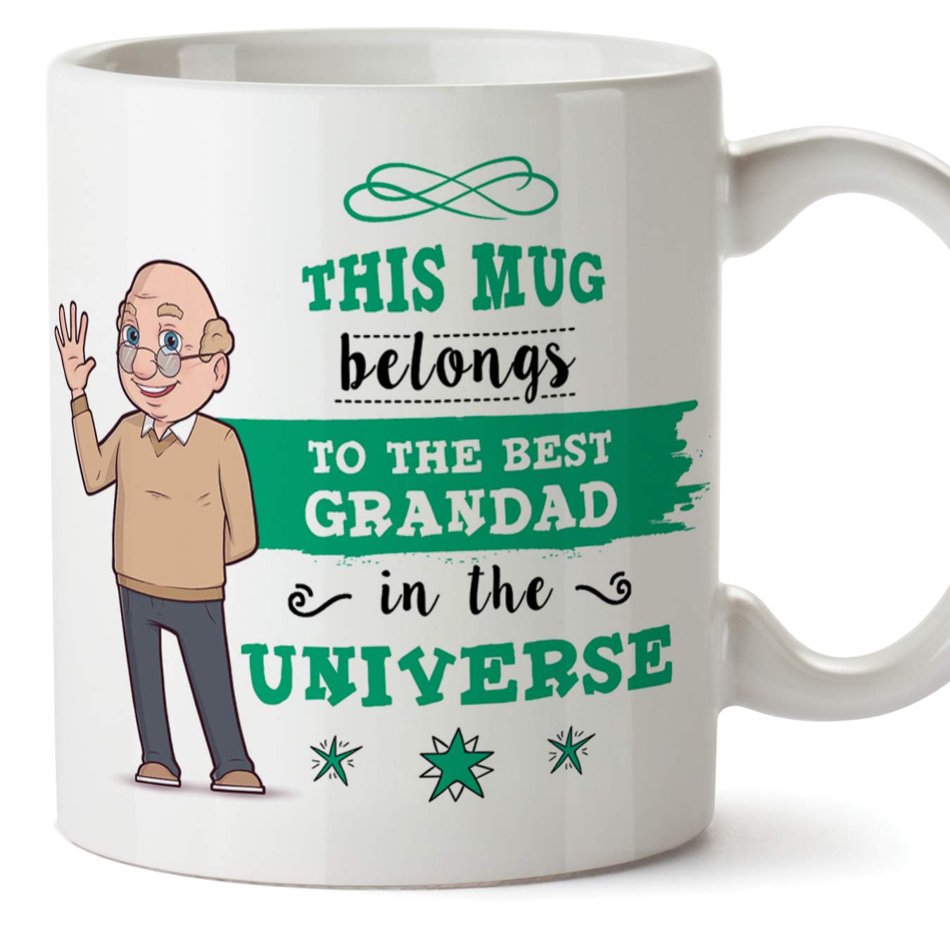 MUGFFINS Grandad Mug - Super Grandad - Coffee Grandpa Mug for Breakfast