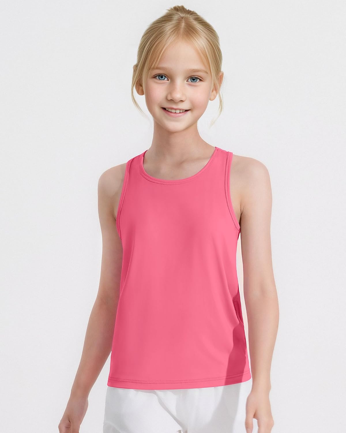 Auranso Girls Athletic Tank Tops 3 Pack UPF 50+ Racerback Sleeveless Quick Dry Sports Dance Workout Tops