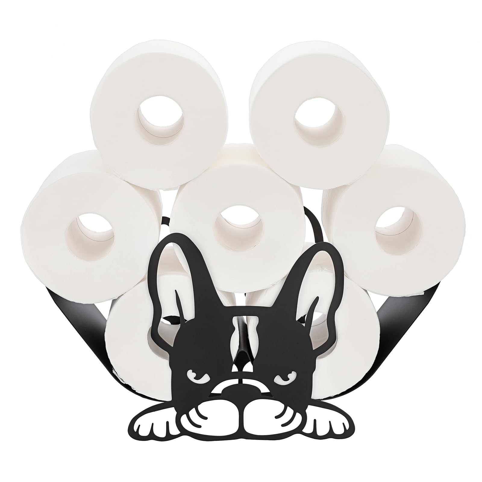 SUMNACON Schwarz Toilettenpapierhalter aus Metall WC Rollenhalter Stehend Toilettenpapierhalter Stehend Papierhalter Toilettenrollenhalter Ohne Bohren Dekoration für Badezimmer Küche Bulldogge-Form