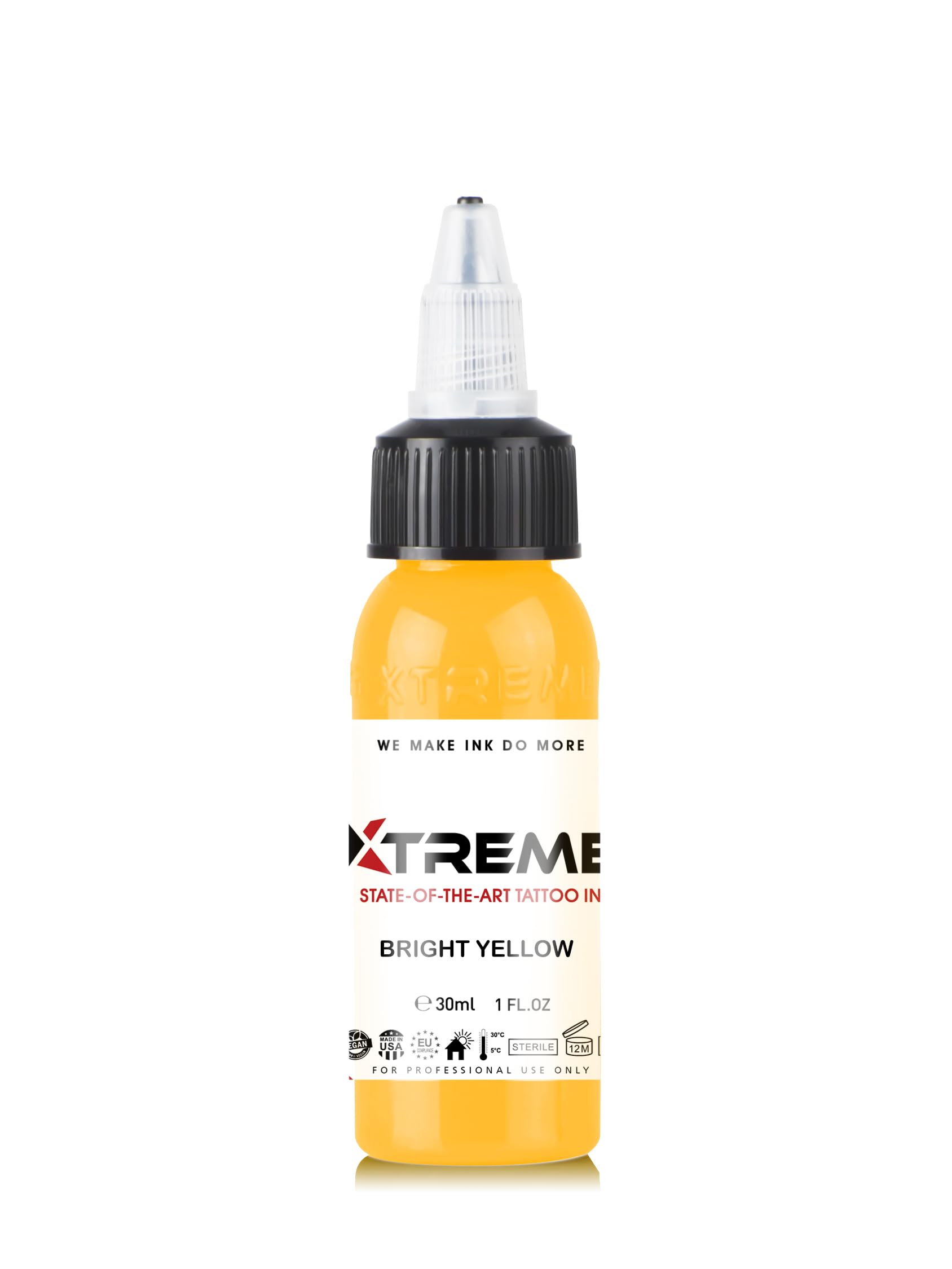 Xtreme Tattoo Ink, Versatile Medium Viscosity for Precision Tattooing, Rich Hue, Quick Healing, Acrylic-Free, Water Based and Premium Quality - Ready-to-Use Tattoo Ink (Bright Yellow, 0.5 oz)