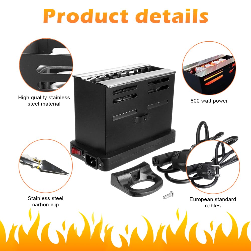 RANJIMA Accendino elettrico a carbone, 800 Watt, tostapane con pinza | Piccolo accenditore per barbecue, mini forno a carbone, accessorio elettrico per barbecue a carbone, accessorio per barbecue