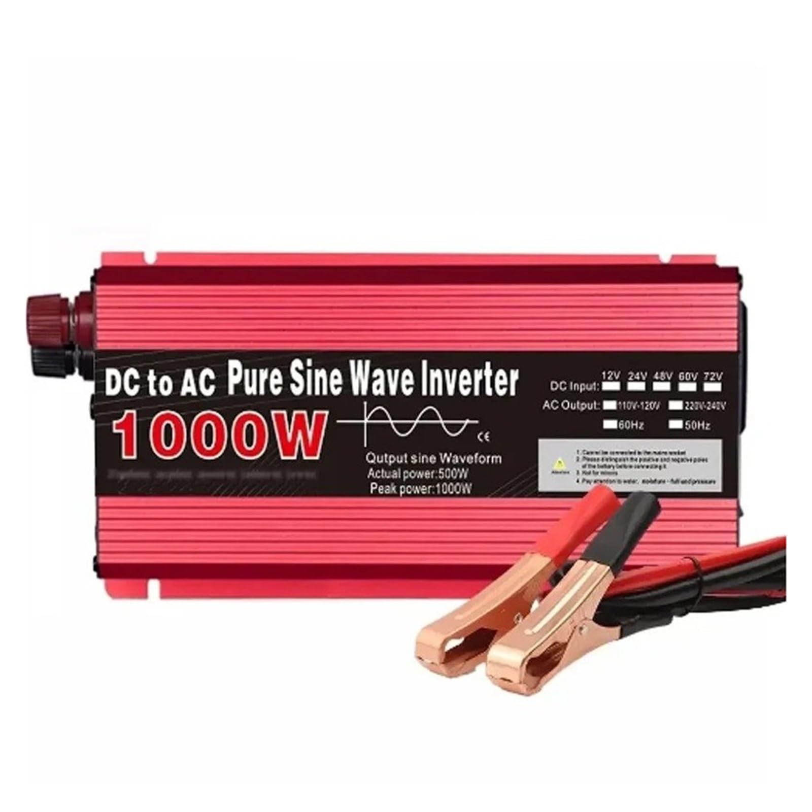 Convertidor Corriente Inversor De Onda Sinusoidal Pura De 1000 W Convertidor De Banco De Energía Portátil De 24 V CC A 220 V CA Inversor Solar Convertidor