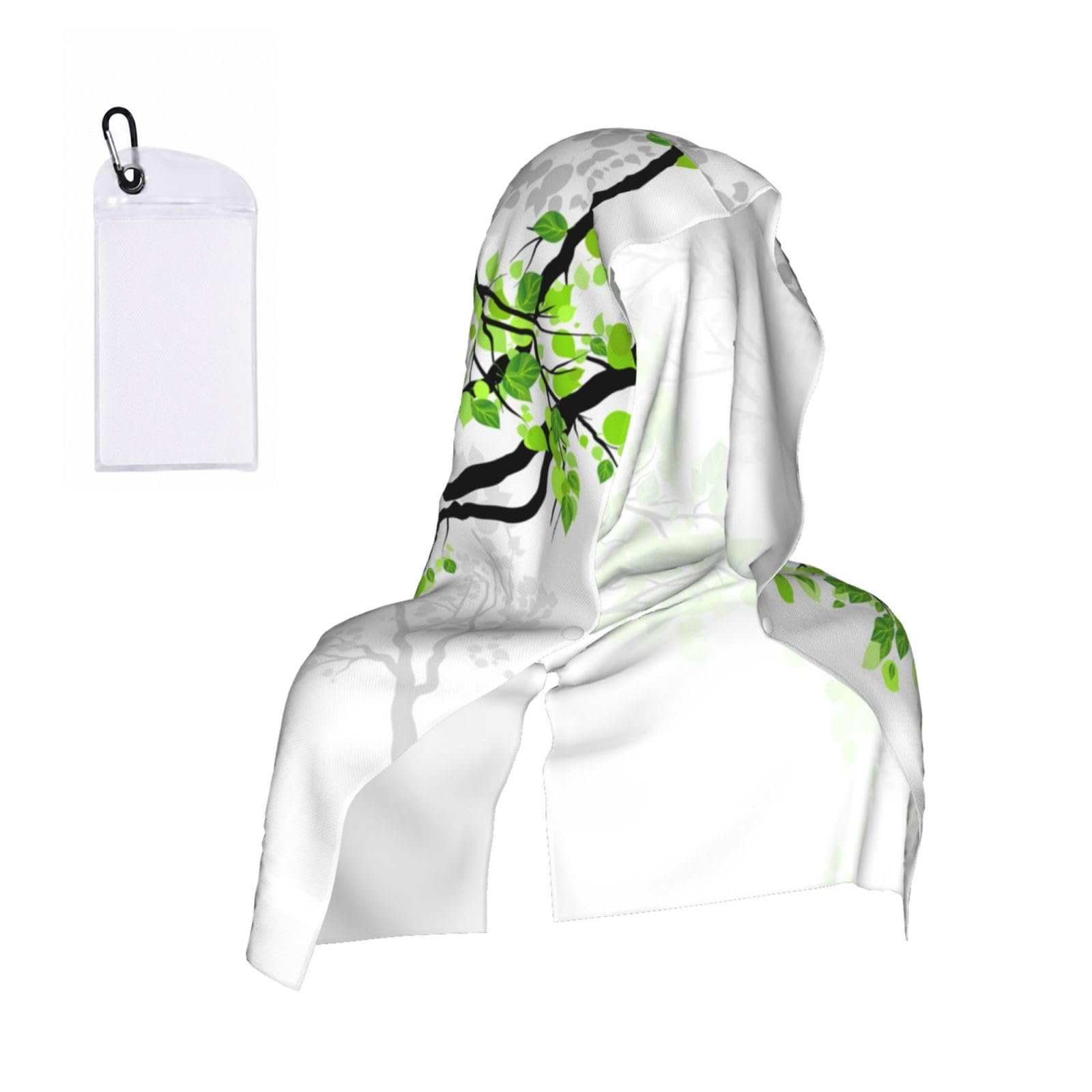 EZDLOWVBA Refreshing Leaves Print 2 Pack Cooling Hoodie Towels,Sports Headscarf, Neck Wrap Scarf,Breathable Cooling Towel For Neck And Face, Travel, Swimming, Training