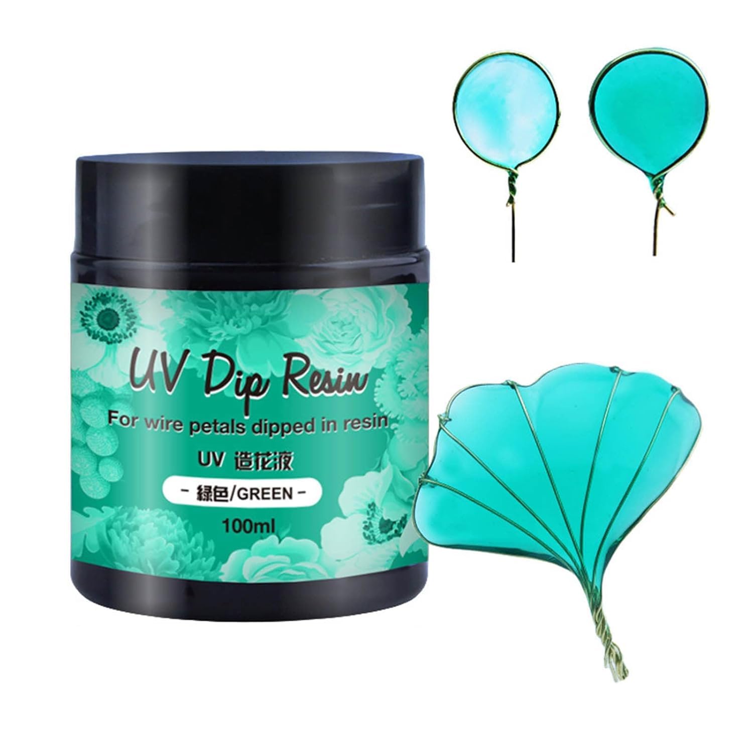 UV Resin Dip Glue for Flower Making - 100ml Professional Wire Petal Resin Liquid for Jewelry Making, DIY Crafts, High Transparency, Quick Drying & Non-Yellowing (Green)-image-38