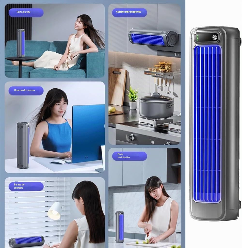 Briza Ac, Brizaac, Festberg Cooling Ace, climatisation murale sans appareil extérieur, ventilateur portable silencieux et économe en énergie, 3 vitesses (1 pièce)