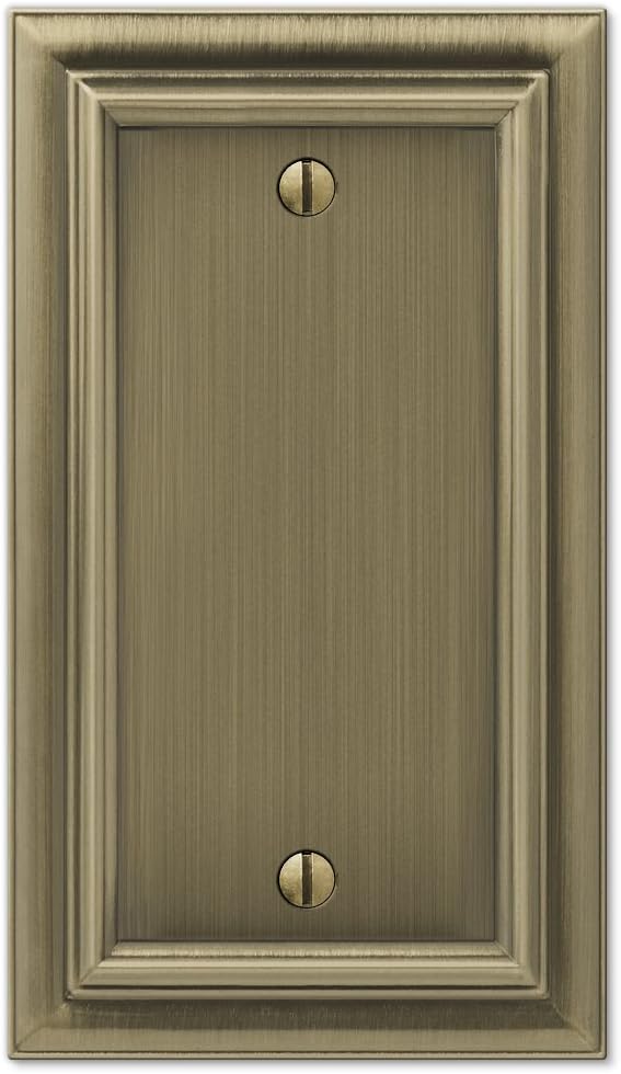 Brushed Brass Single Blank Cast Metal Wallplate