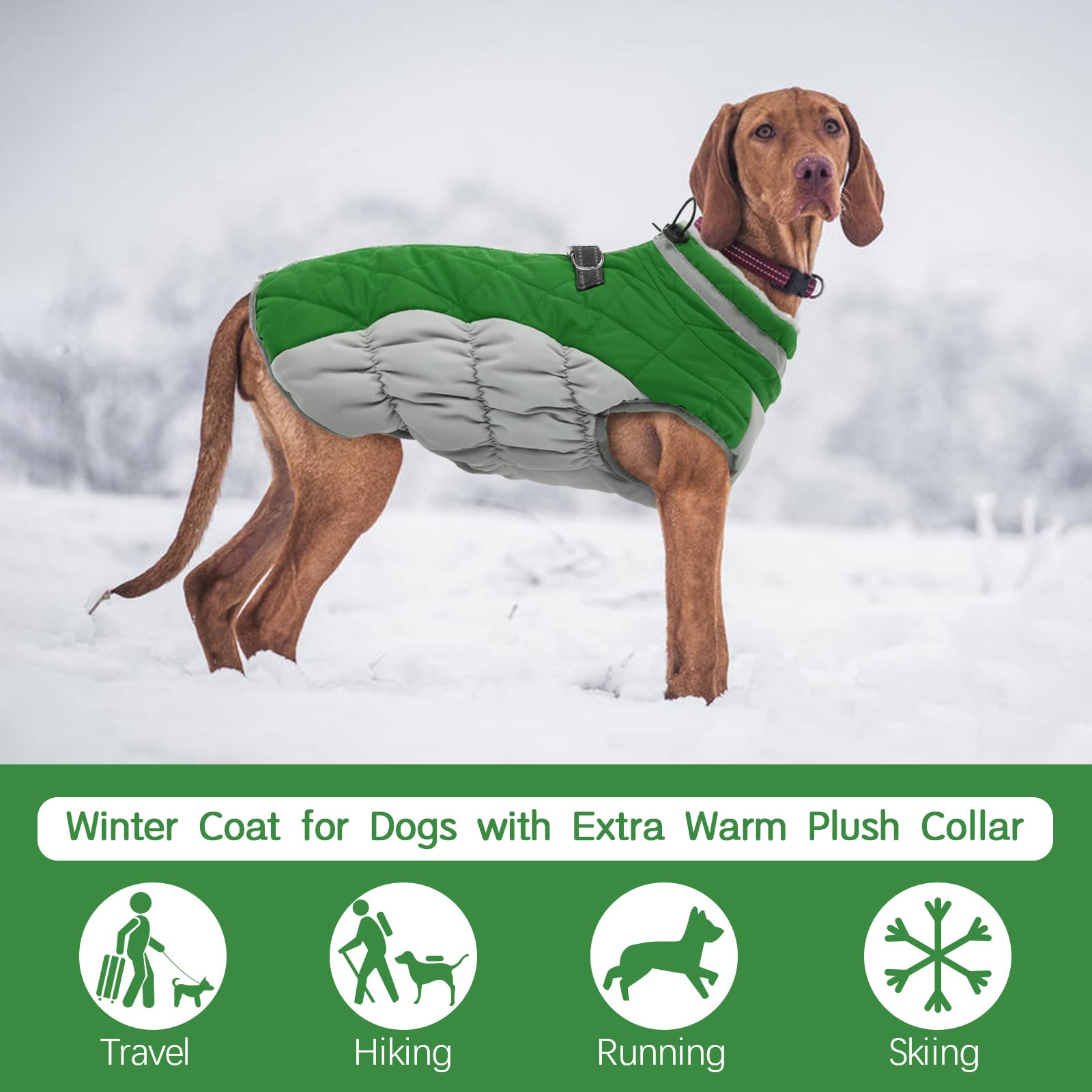 FUAMEY Chaleco acolchado para perro, abrigo reflectante de invierno para perro, chaqueta de invierno cálida para perro, ropa cómoda para clima frío, chaleco cálido a prueba de nieve para perros