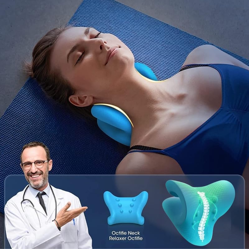 Image of Advance Neck Support Stretcher for Pain | Neck Pain Relief Product | Cervical Traction Device | Neck and Shoulder Relaxer | Massage Relaxer Accupressure Chiropratice (Blue,Women)