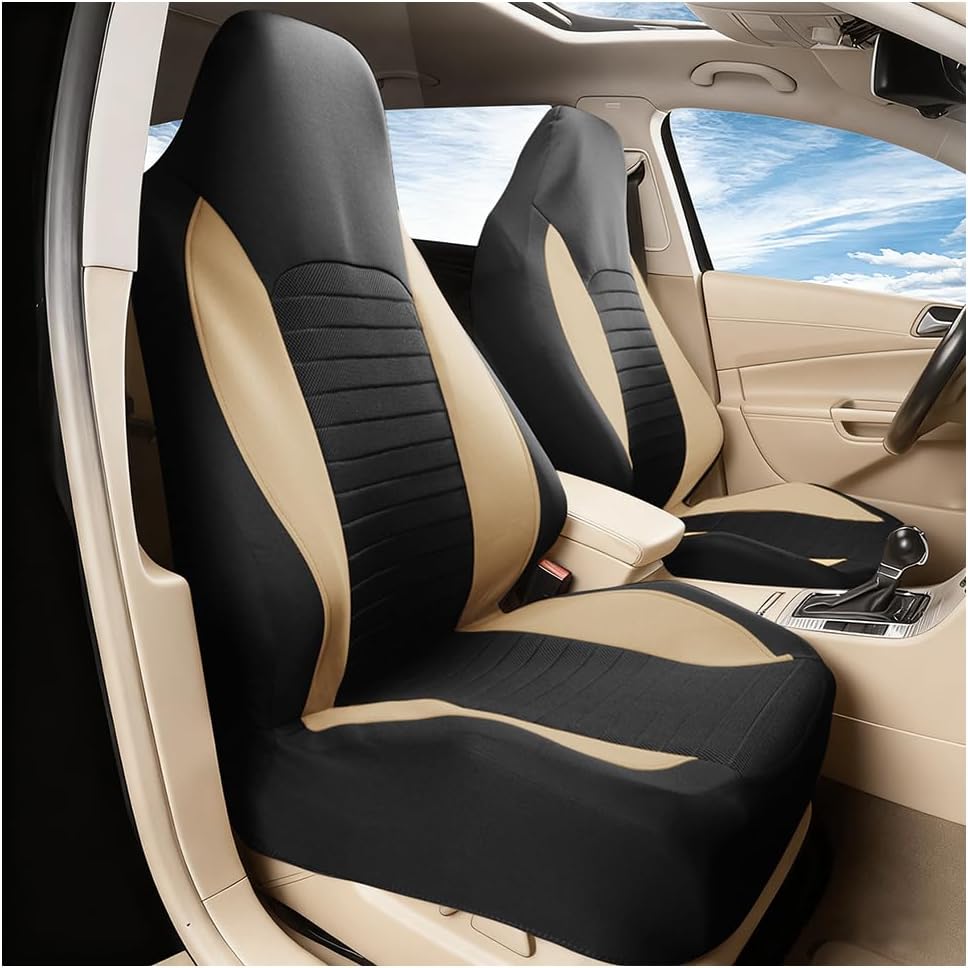Car Front Seat Covers, 2PCS Airbag Compatible Vehicle Front Seat Protector, Anti Slip Automotive Interior Chair Covers Cushion, Universal for SUV Automobile Lorry (Red)