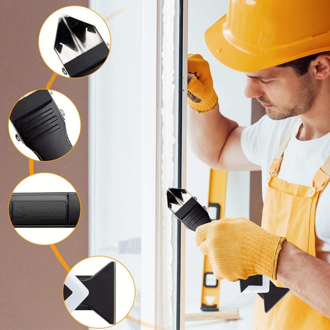 Professionale Strumento per Calafataggio 5 in 1, Spatola per Silicone Kit, Pulizia Scrapers Lama multifunzionale, Raschietto Rimozione Sigillanti, con lama intercambiabile, Usato Pala Via Macchie