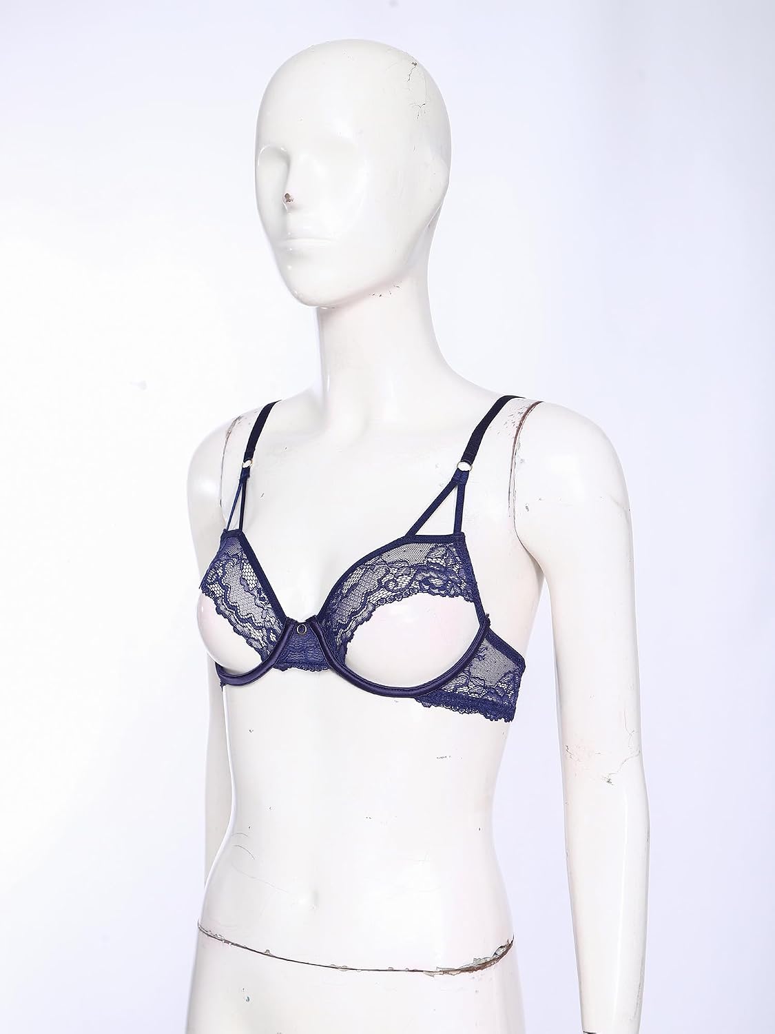 Sxiwei Women Exposed Nipple Split Bralette Caged Bra Harness Adjustable Shoulder Straps Non-Padded Lingerie